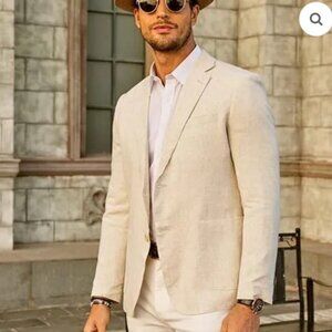 PJ Paul Jones Mens Blazer 3XL Cream Linen Viscose Plus Size Big Tall New Jacket